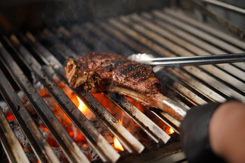 Tomahawk steak on the grill