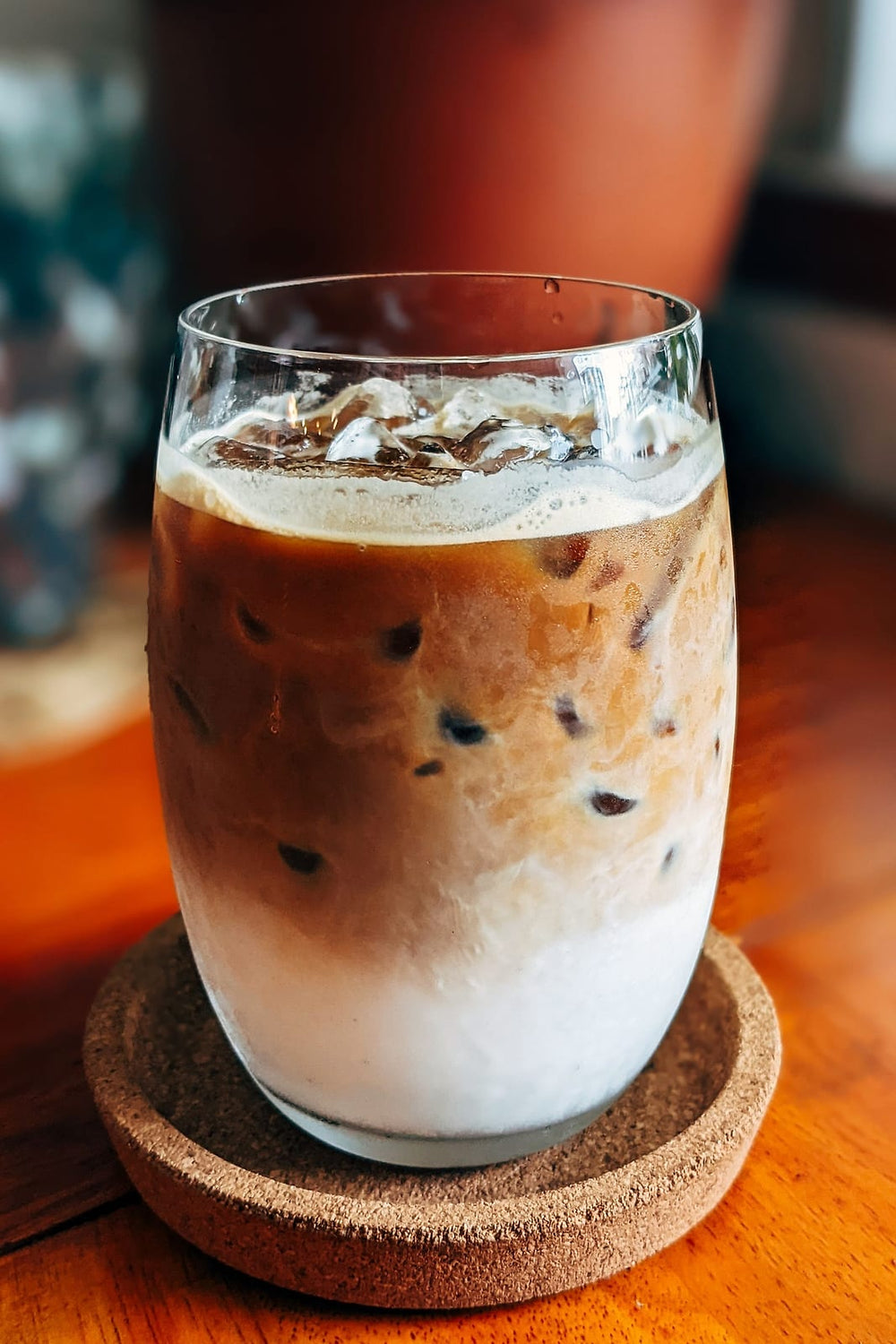 Iced latte in een glas